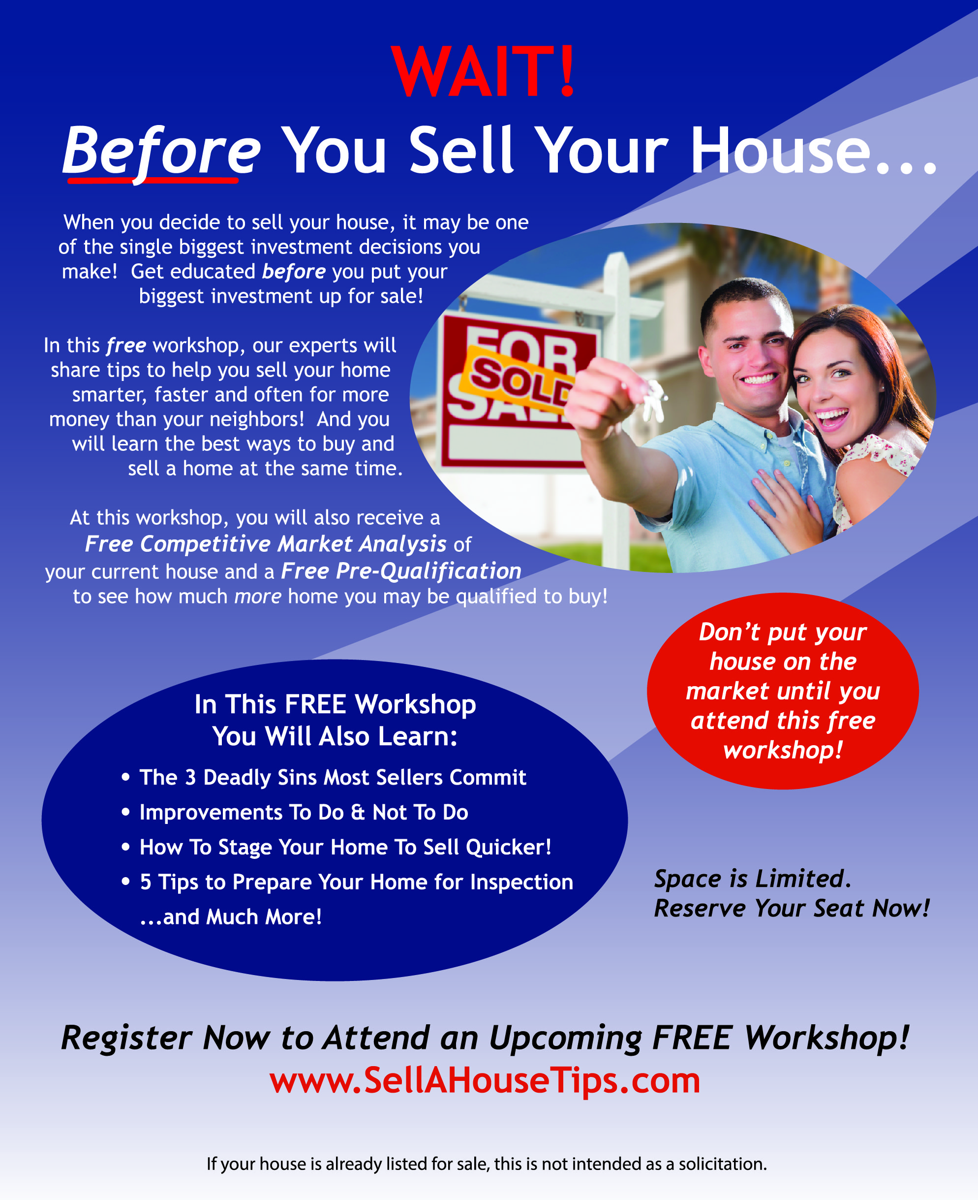 how to sell your home for more free workshop the donnelly group sell your home flyer